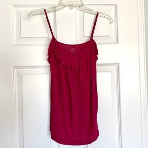 LOFT Magenta Ruffle Tank